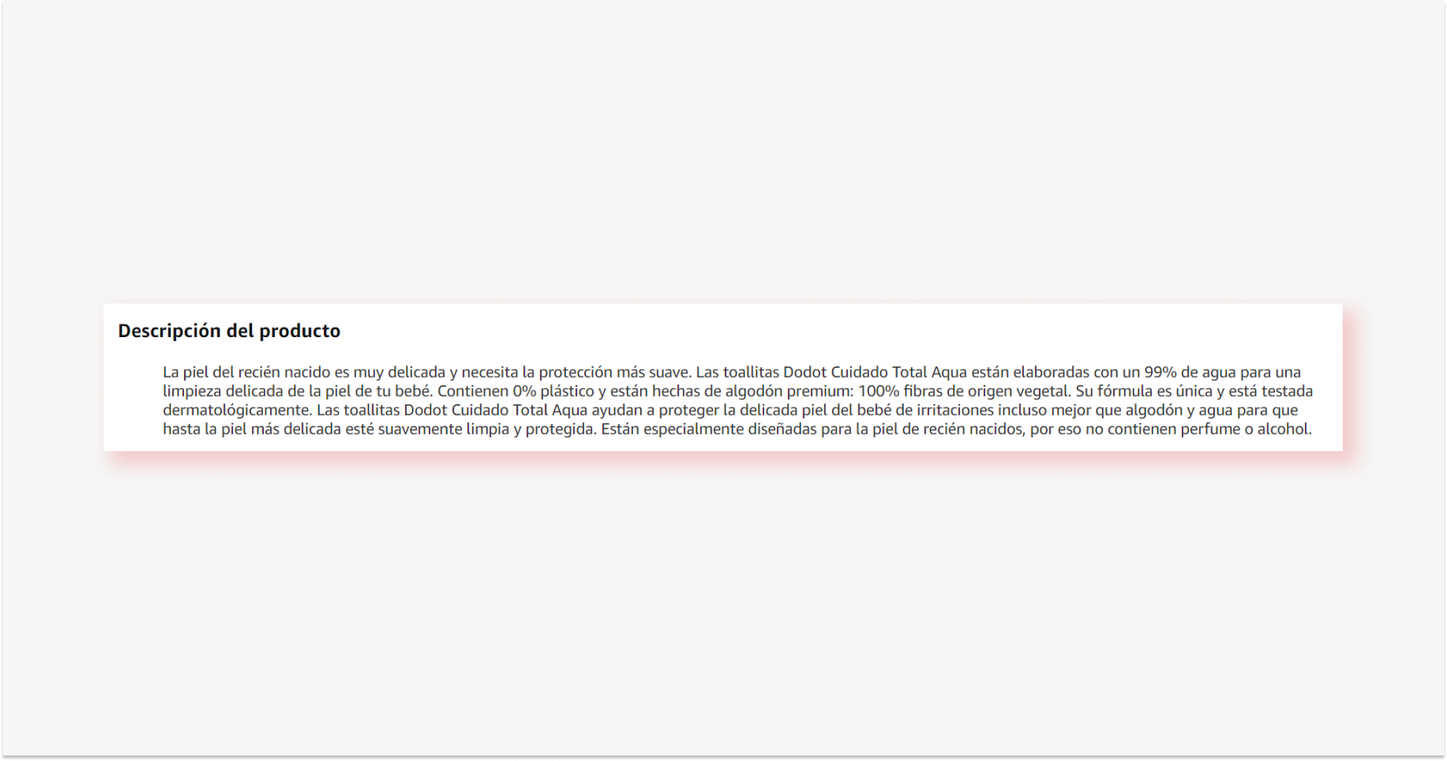 Descripción de producto Amazon