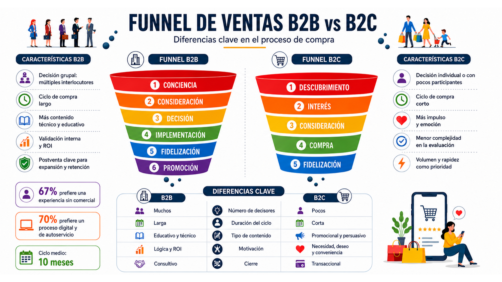 diferencia entre funnel B2B y B2C
