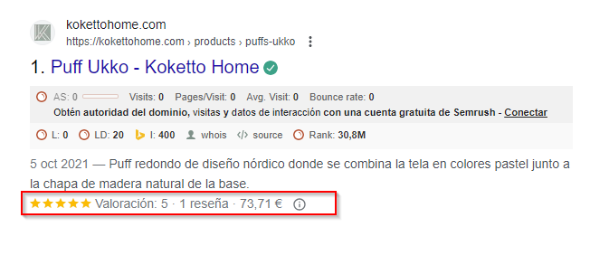 Resultados enriquecidos Google